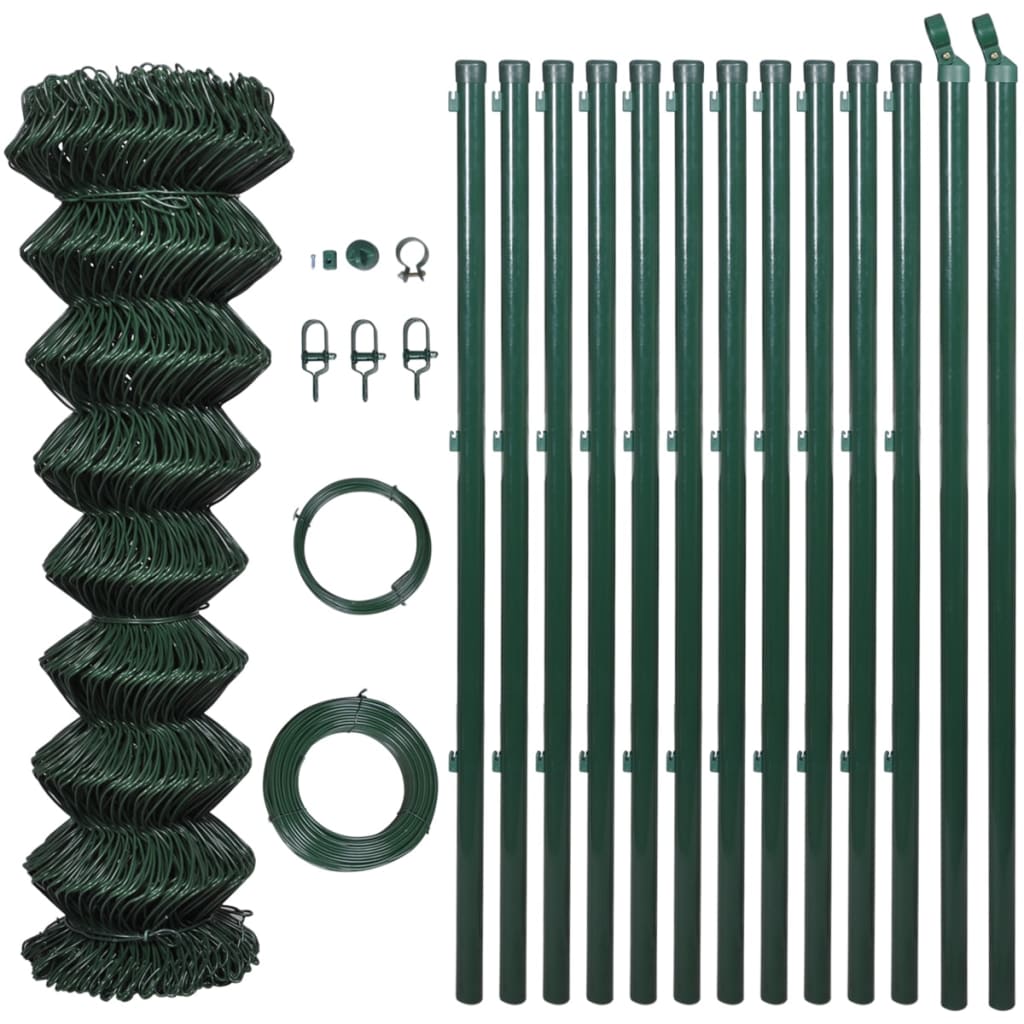 VidaXL Gaashek met palen 1x15 m staal groen