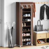 Vidaxl stoffen schoenenrek met hoes 162 x 57 x 29 cm bruin