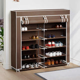 Vidaxl schoenenkast met hoes 115x28x110 stof bruin