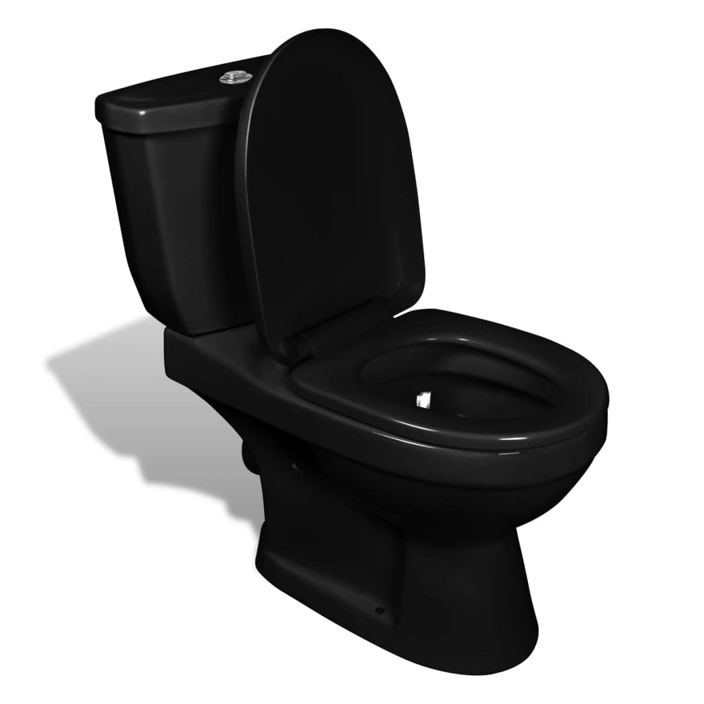 VidaXL Toilet met stortbak zwart