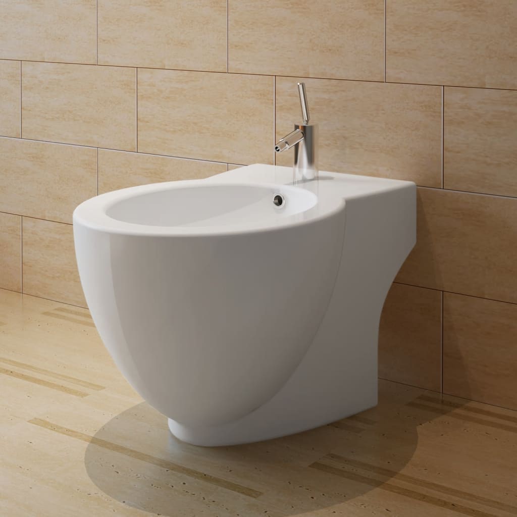 Vidaxl staand bidet rond keramiek wit