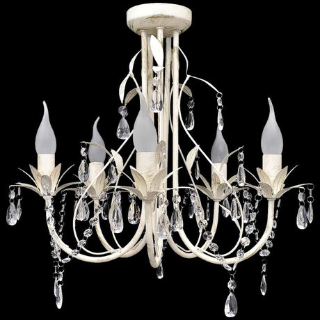 Vidaxl kristallen kroonluchter met wit elegant design (5 lampen)