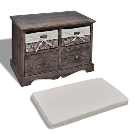 Vidaxl opbergbank 62x33x42 cm paulowniahout bruin
