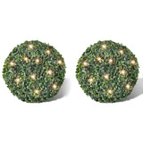 Vidaxl ronde kunstbuxus 27 cm met solar led-verlichting (2 stuks)