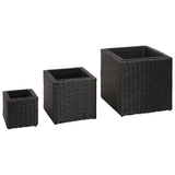 VidaXL Plantenbakken verhoogd 3 st poly rattan zwart