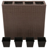 Vidaxl plantenbak verhoogd met 4 potten poly rattan bruin