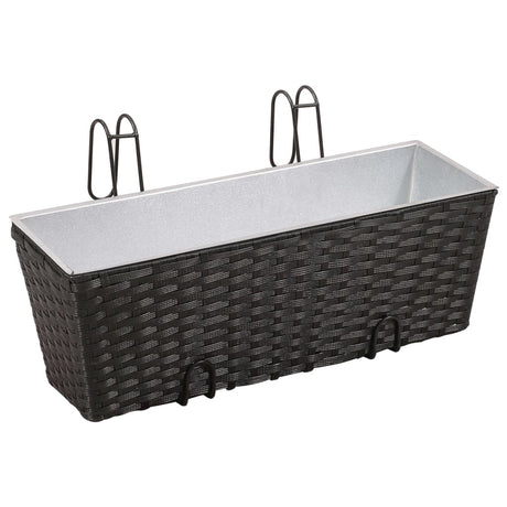 VidaXL Balkonplantenbakken 2 st 50 cm rattan zwart