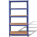 Vidaxl opbergrek 5-laags staal en bewerkt hout blauw