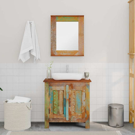 Vidaxl badkamerset met kast en spiegel massief gerecycled hout