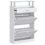 Vidaxl schoenenkast met lade en glazen schap wit hout