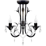 Vidaxl kroonluchter art nouveau metaal kristallen kralen 3 gloeilampen zwart