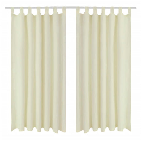 Vidaxl micro-satijnen gordijnen met ringen 140 x 225 cm 2 stuks (creme)