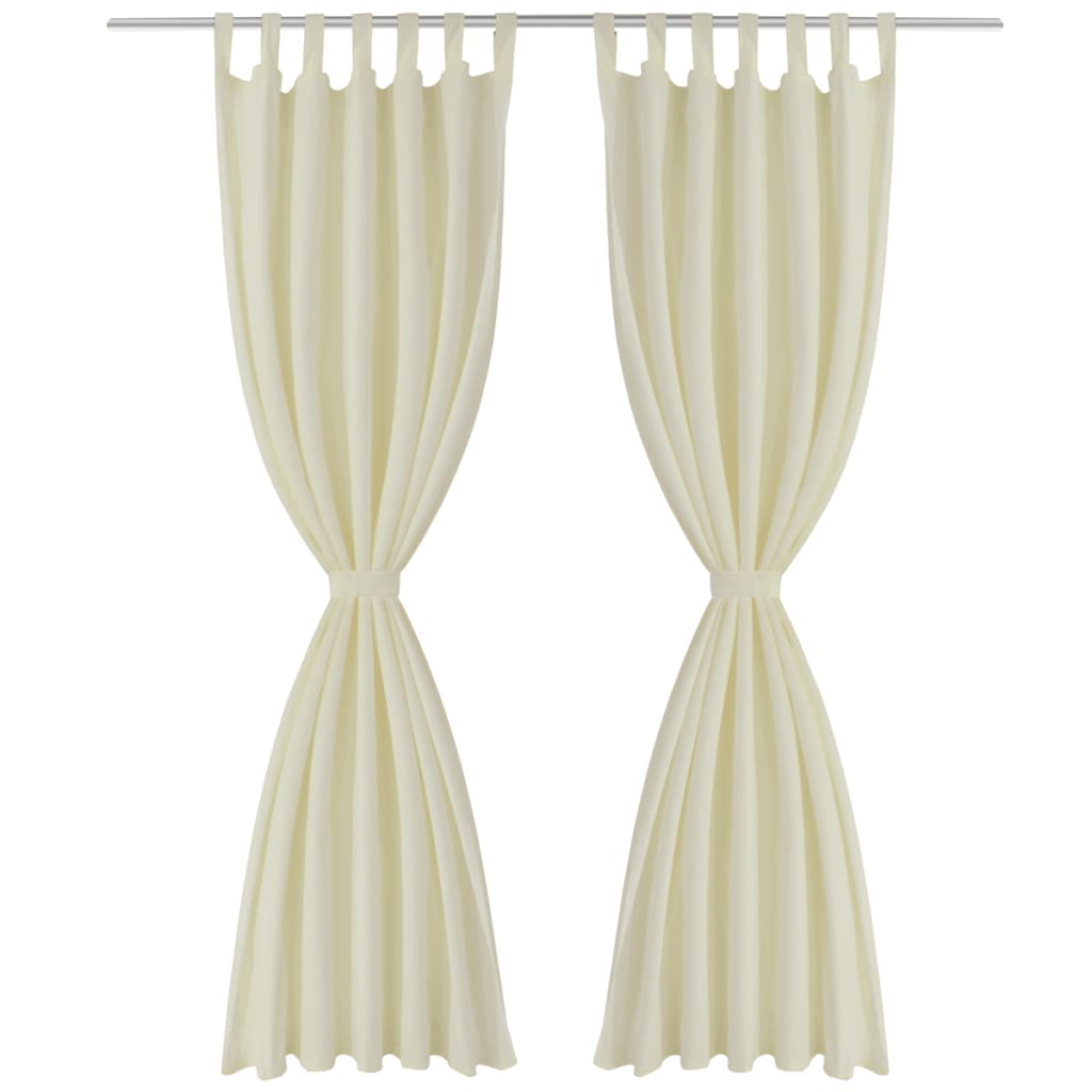 Vidaxl micro-satijnen gordijnen met ringen 140 x 225 cm 2 stuks (creme)