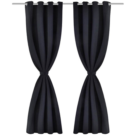 Vidaxl gordijnen met metalen ringen 135 x 245 cm 2 stuks (zwart)