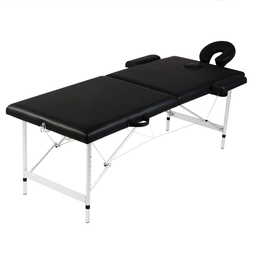 Vidaxl massagetafel met 2 zones inklapbaar aluminum frame zwart