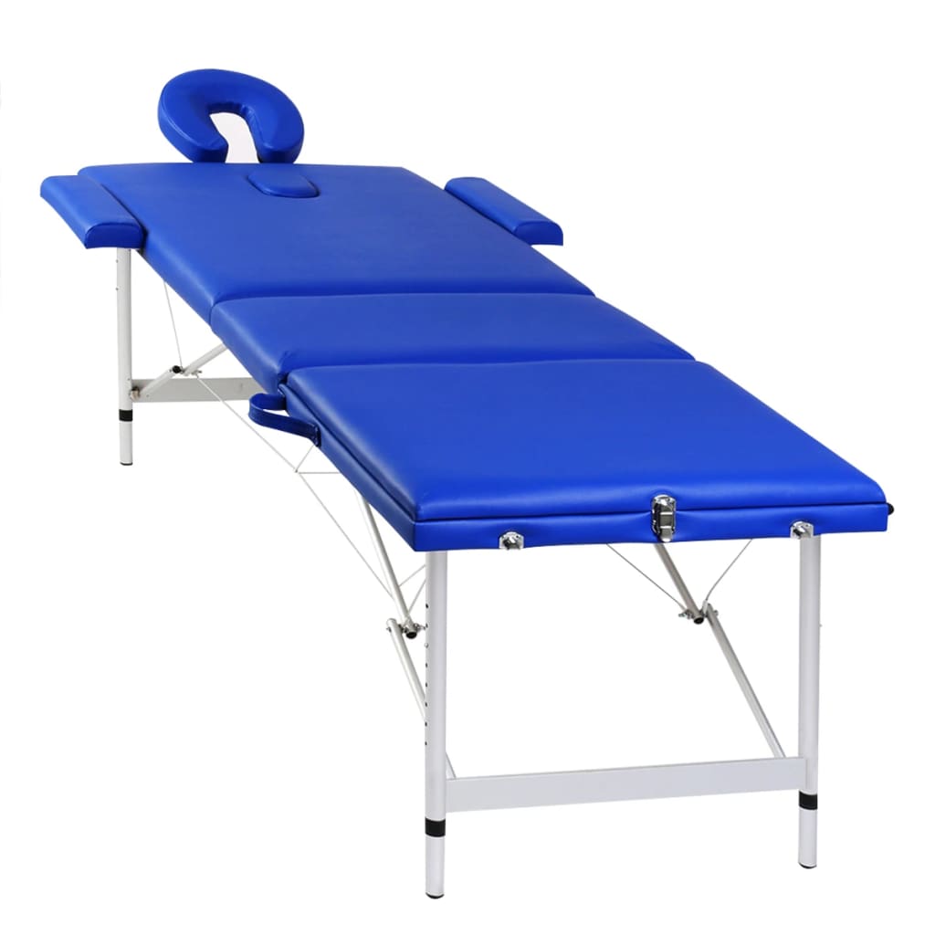 Vidaxl inklapbare massagetafel 3 zones met aluminium frame (blauw)