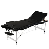 Vidaxl inklapbare massagetafel 3 zones met aluminium frame (zwart)