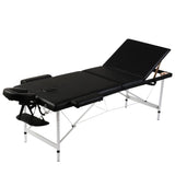 Vidaxl inklapbare massagetafel 3 zones met aluminium frame (zwart)