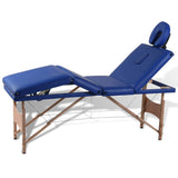 Vidaxl inklapbare massagetafel 4 zones met houten frame (blauw)