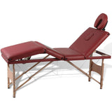 Vidaxl massagetafel inklapbaar met houten frame (vier delen rood)