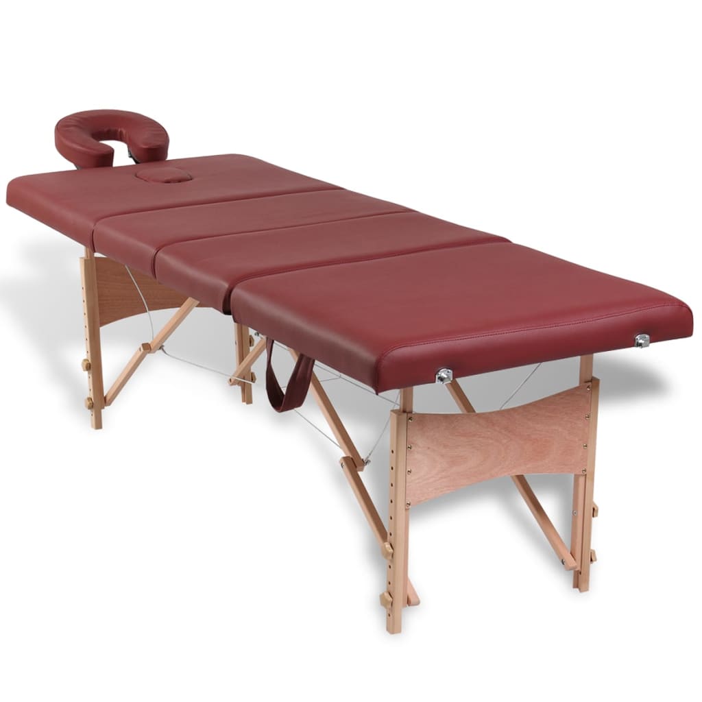 Vidaxl massagetafel inklapbaar met houten frame (vier delen rood)