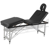 Vidaxl massagetafel met 4 zones inklapbaar aluminum frame zwart