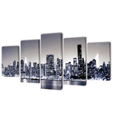 Vidaxl canvas muurdruk set monochroom new york skyline 100 x 50 cm