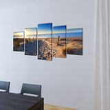 Vidaxl canvas muurdruk set zandstrand 200 x 100 cm