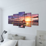 VidaXL Canvas muurdruk set zandstrand met paviljoen 200 x 100 cm