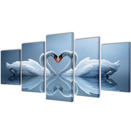 Vidaxl canvas muurdruk set zwaan 100 x 50 cm