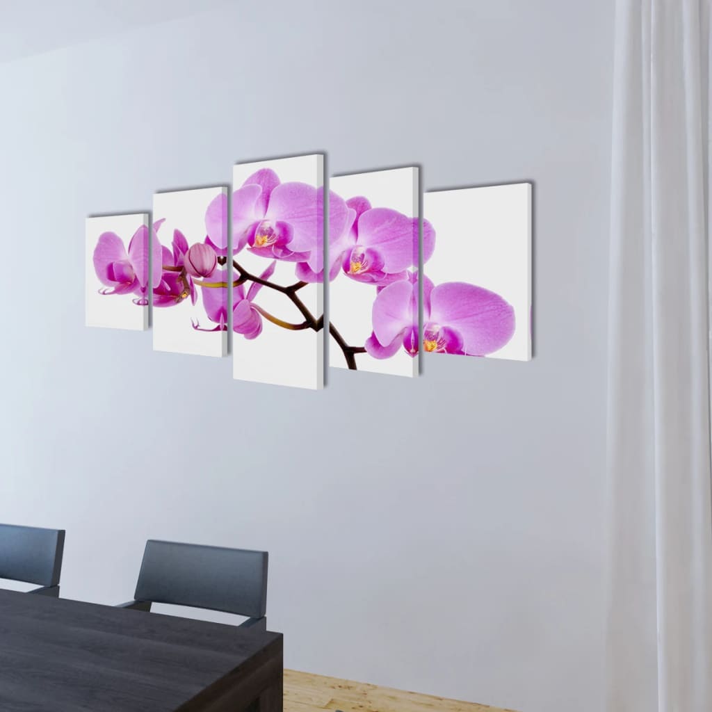 Vidaxl canvas muurdruk set orchidee 200 x 100 cm