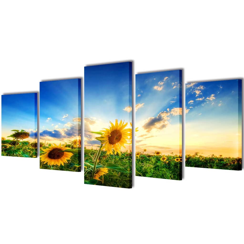 VidaXL Canvas muurdruk print zonnebloem 200 x 100 cm