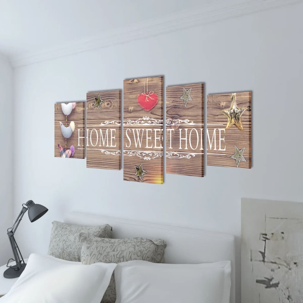 VidaXL Canvas muurdruk print set home sweet home 100 x 50 cm