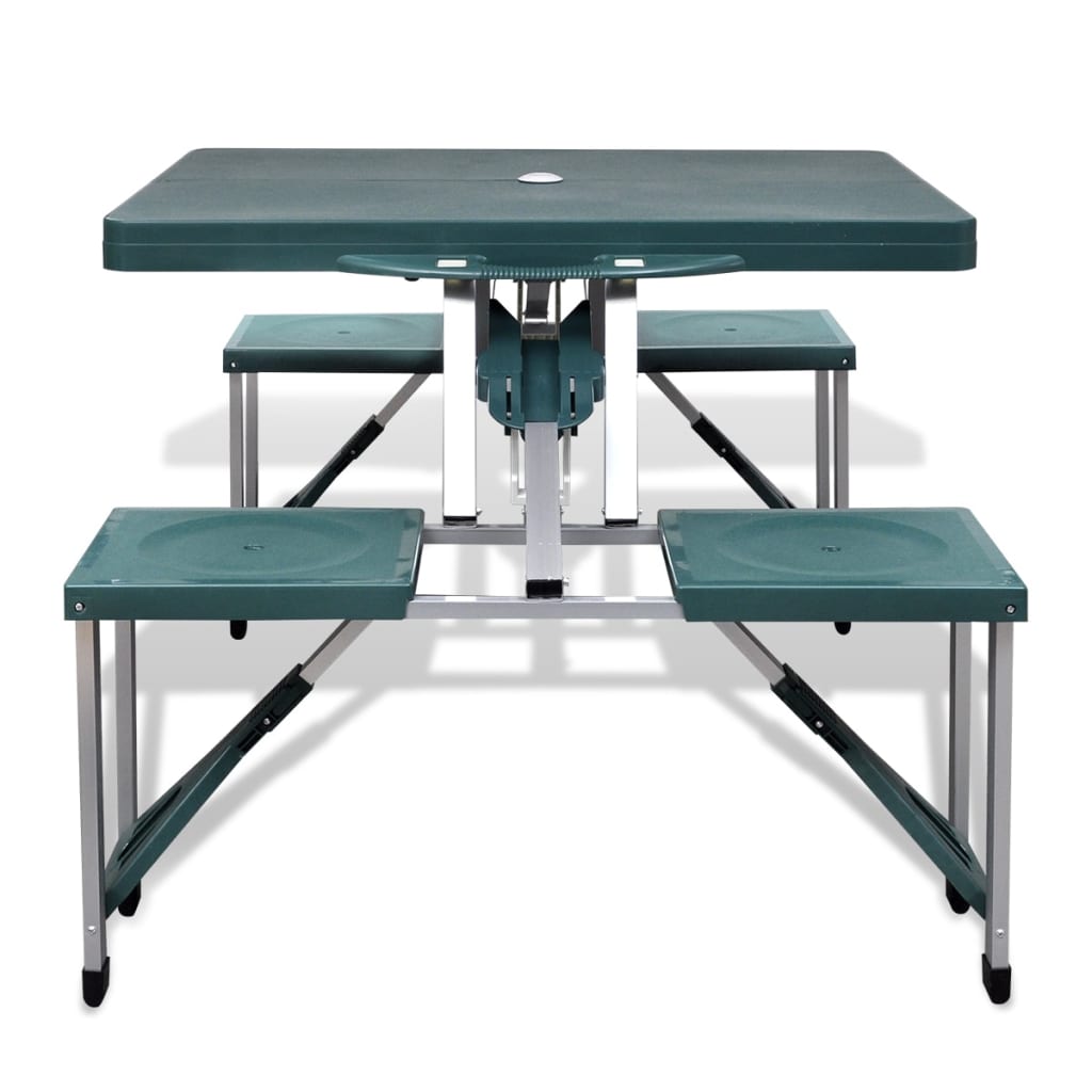 VidaXL Campingtafel met vier stoelen extra licht aluminium inklapbaar (groen)