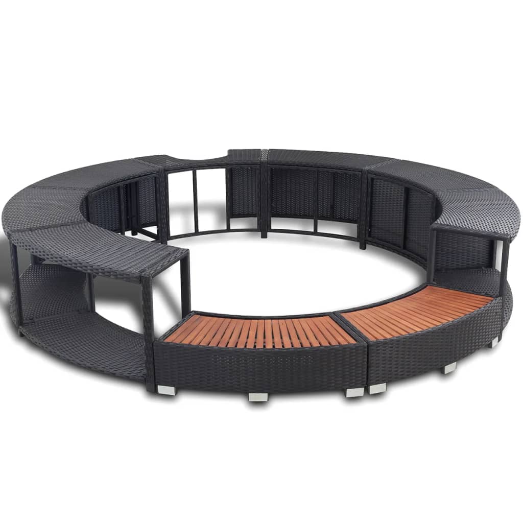 VidaXL Hottub-ombouw poly rattan zwart