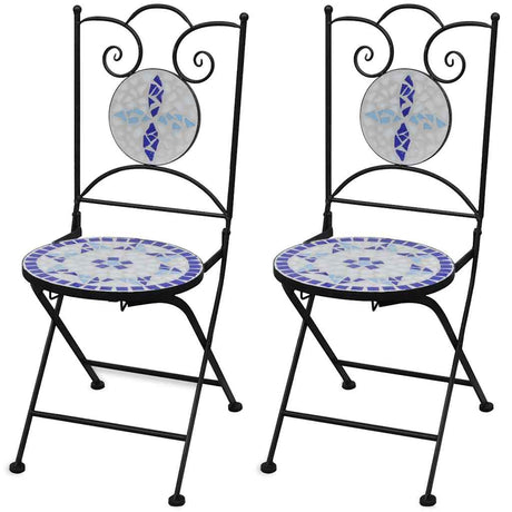 Vidaxl bistrostoelen inklapbaar 2 st keramiek blauw en wit