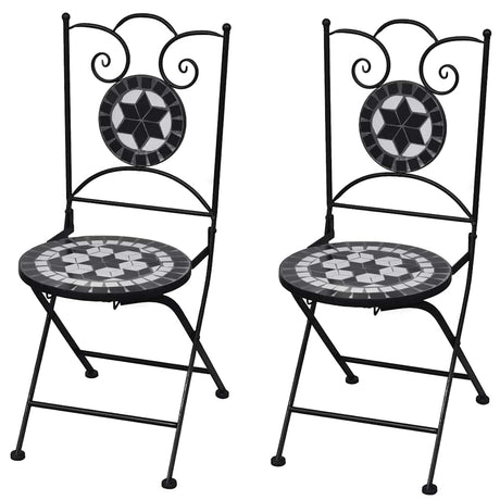 Vidaxl bistrostoelen inklapbaar 2 st keramiek zwart en wit