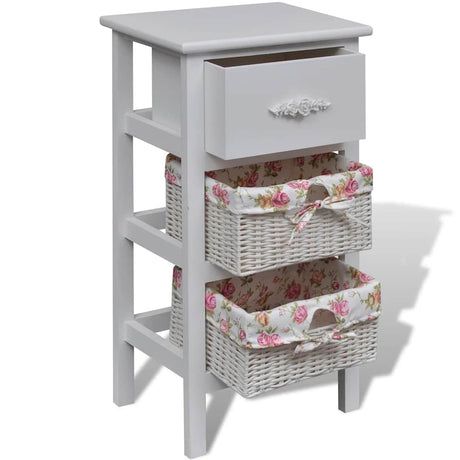 Vidaxl kast met 1 lade en 2 manden paulowniahout wit