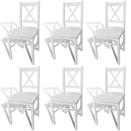 Vidaxl eetkamerstoelen 6 st grenenhout wit