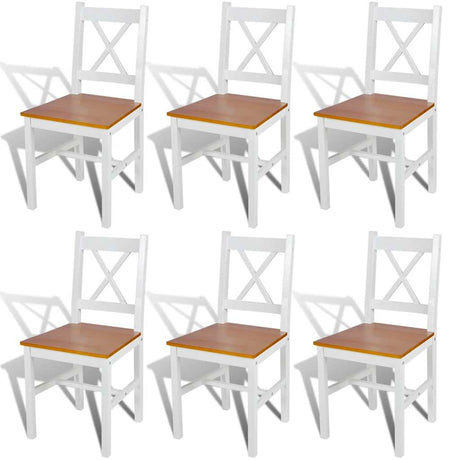 Vidaxl eetkamerstoelen 6 st grenenhout wit