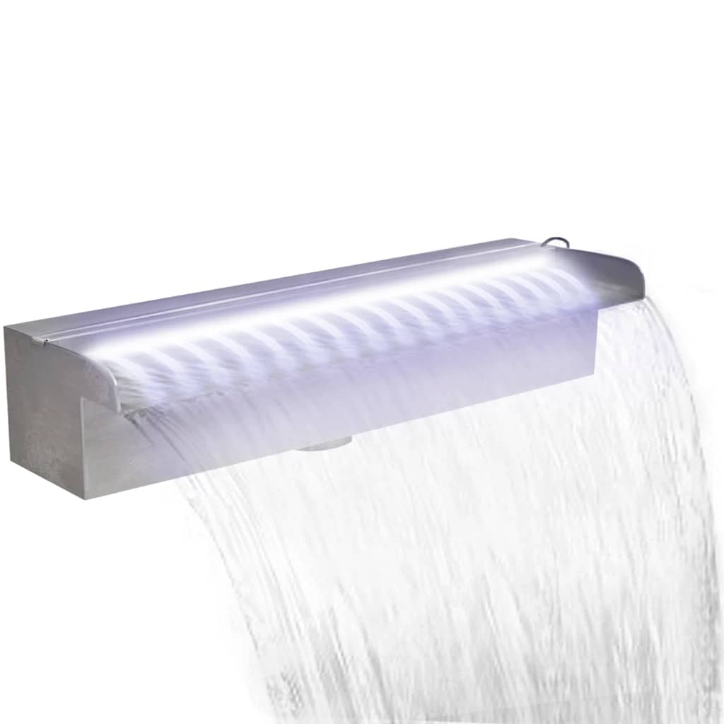 Vidaxl zwembadwaterval met led's rechthoekig 45 cm roestvrij staal