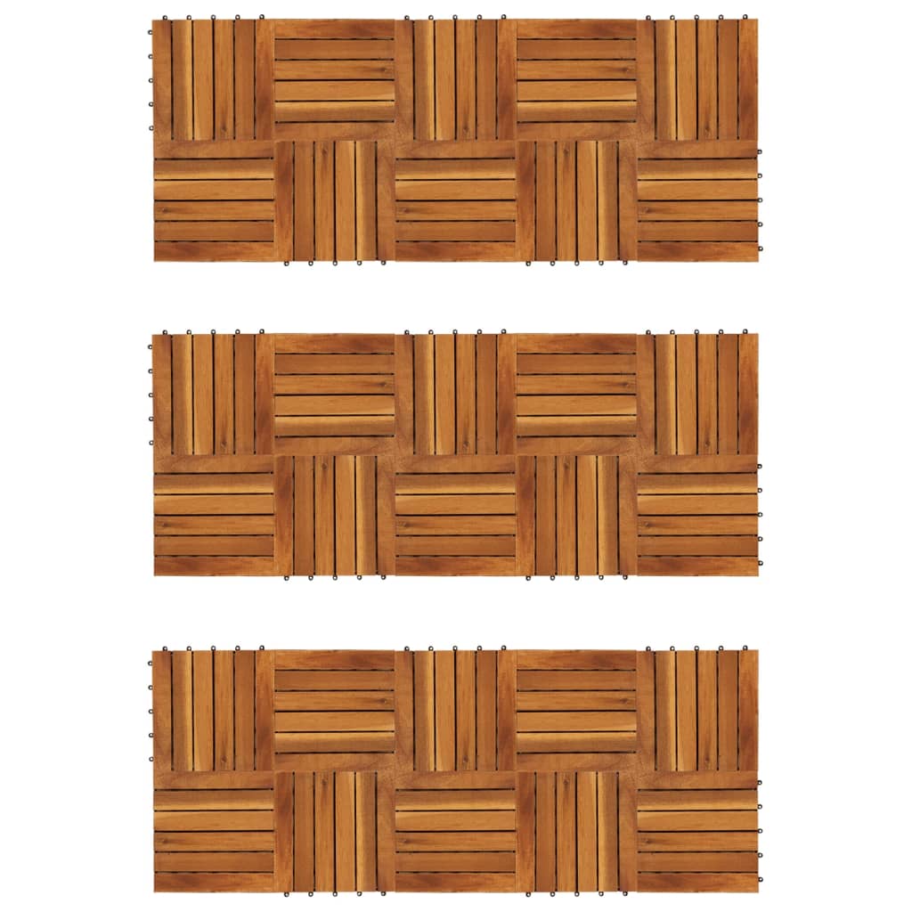 VidaXL Terrastegels verticaal patroon 30 x 30 cm Acacia set van 30