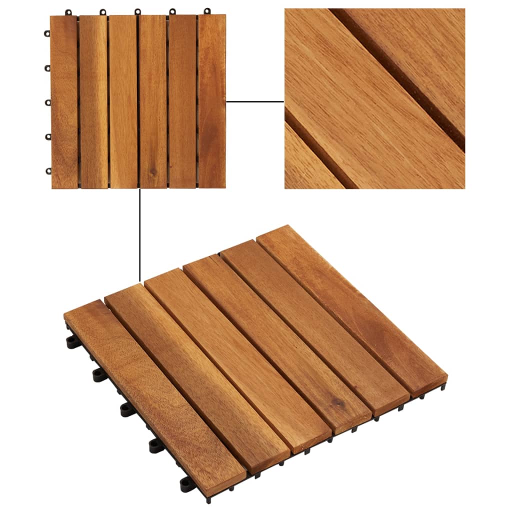 VidaXL Terrastegels verticaal patroon 30 x 30 cm Acacia set van 30