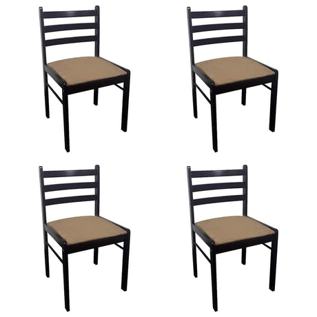 Vidaxl eetkamerstoelen 4 st massief rubberwood en fluweel bruin