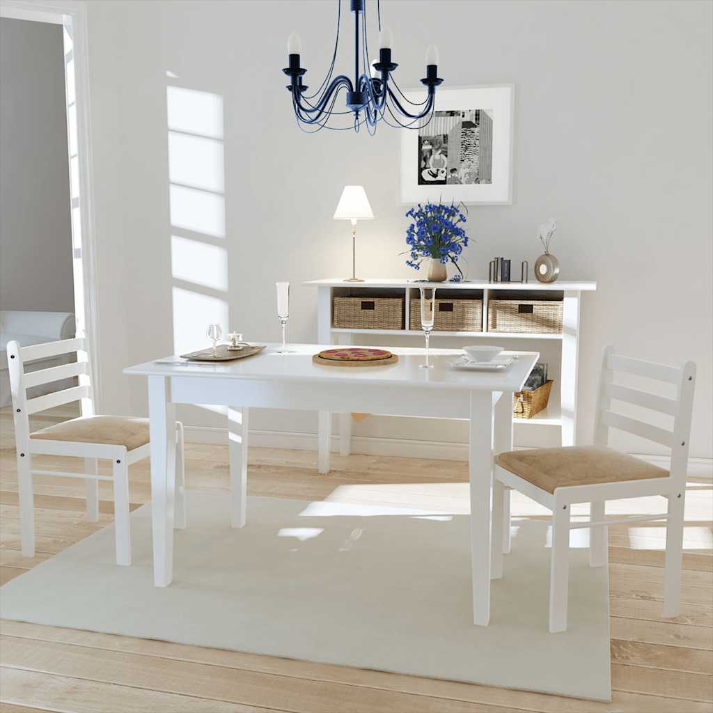 Vidaxl eetkamerstoelen 2 st massief rubberwood en fluweel wit