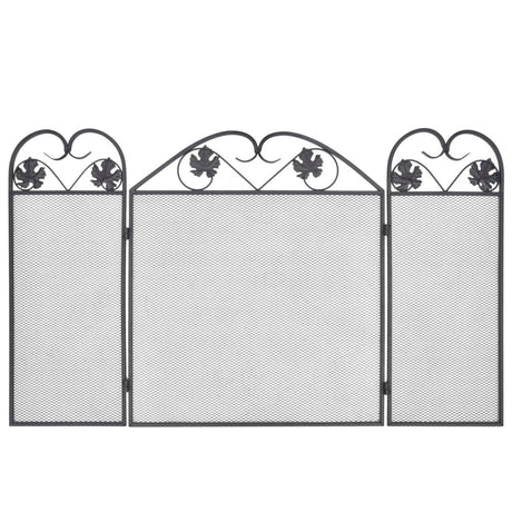Vidaxl haardscherm 3 panelen ijzer zwart