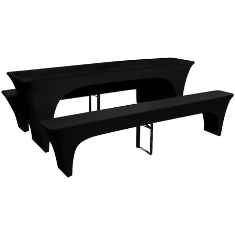 Vidaxl hoes voor biertafel en banken 225x50x80 cm stretch zwart 3 st
