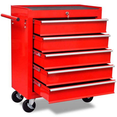 Vidaxl gereedschapswagen 5 lades rood