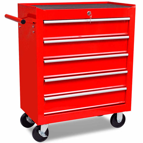 Vidaxl gereedschapswagen 5 lades rood