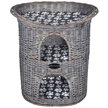 Vidaxl kattenbed huis krabpaal 2-laags met kussen wilgen